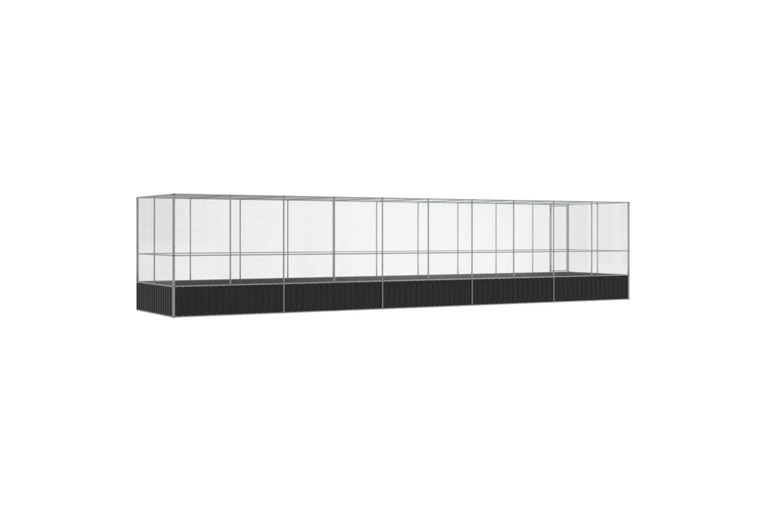 Vidaxl Aviary With Extension Silver 1039x207x212 Cm Steel-5