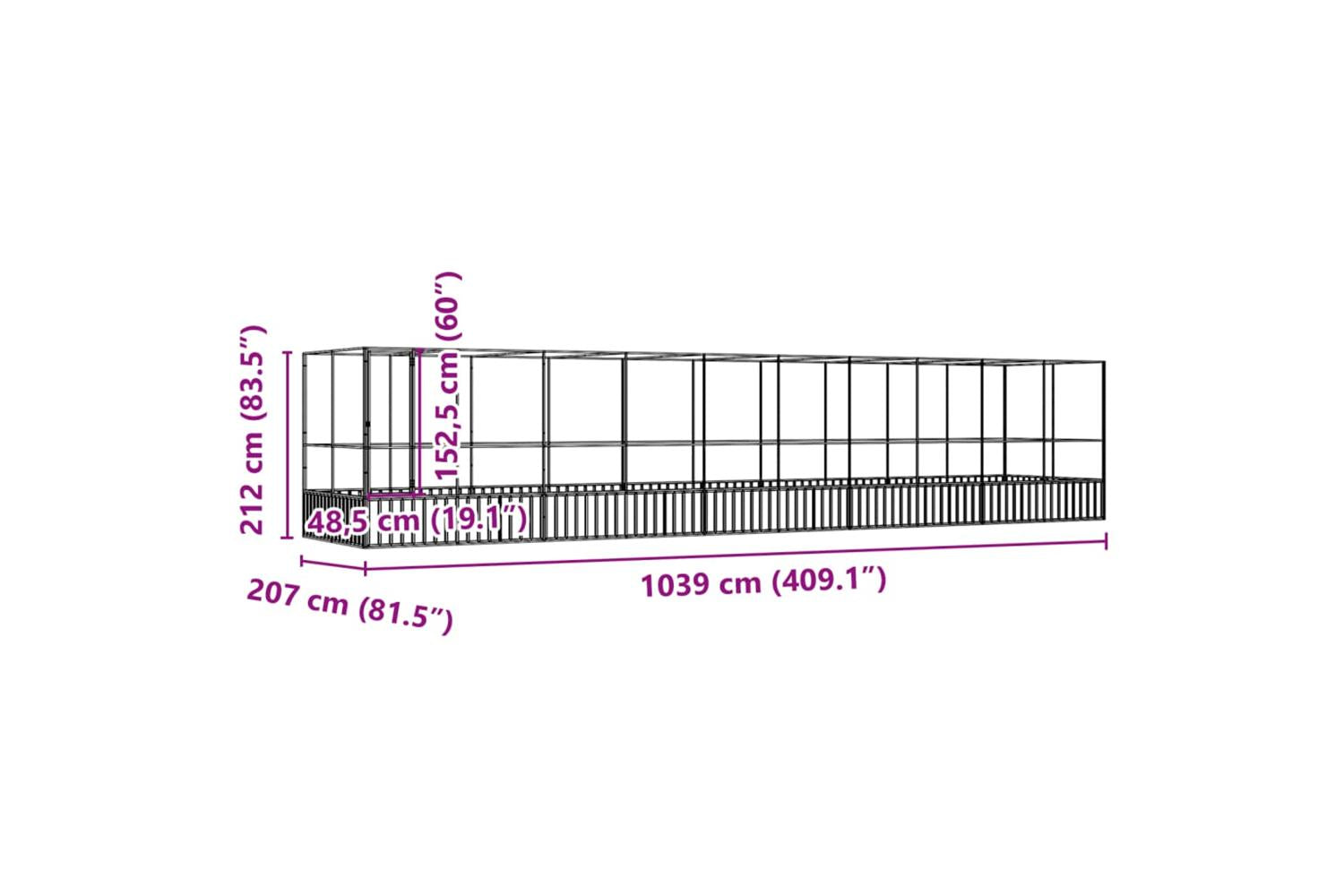 Vidaxl Aviary With Extension Silver 1039x207x212 Cm Steel-8