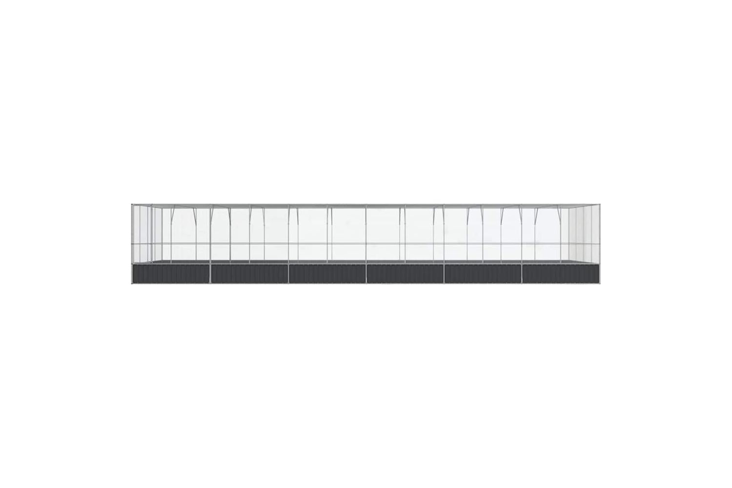Vidaxl Aviary With Extension Silver 1246x414x212 Cm Steel-3