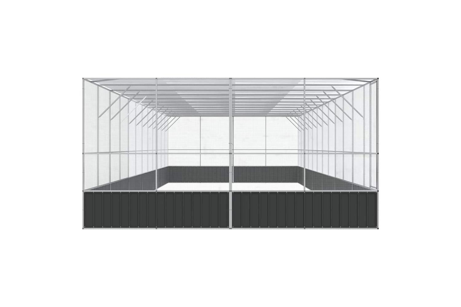 Vidaxl Aviary With Extension Silver 1246x414x212 Cm Steel-4