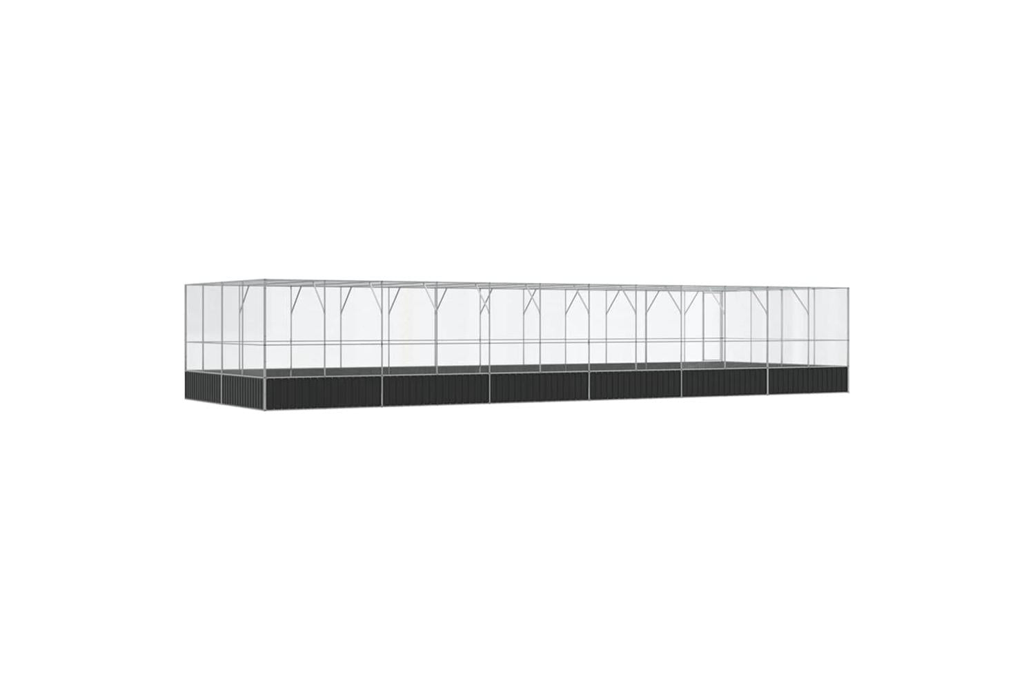 Vidaxl Aviary With Extension Silver 1246x414x212 Cm Steel-5
