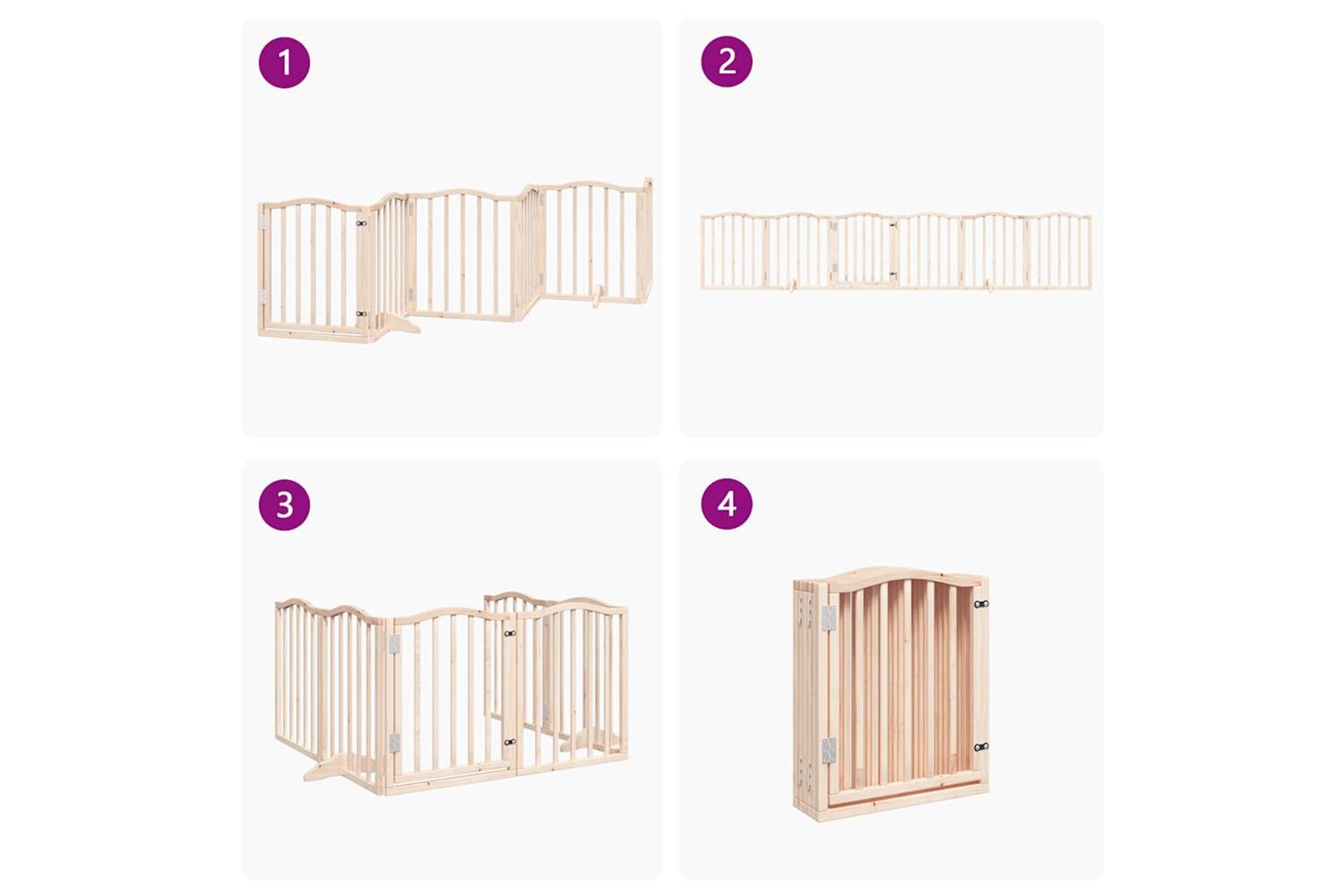 Vidaxl Dog Gate With Door Foldable 6 Panels 300 Cmpoplar Wood-7