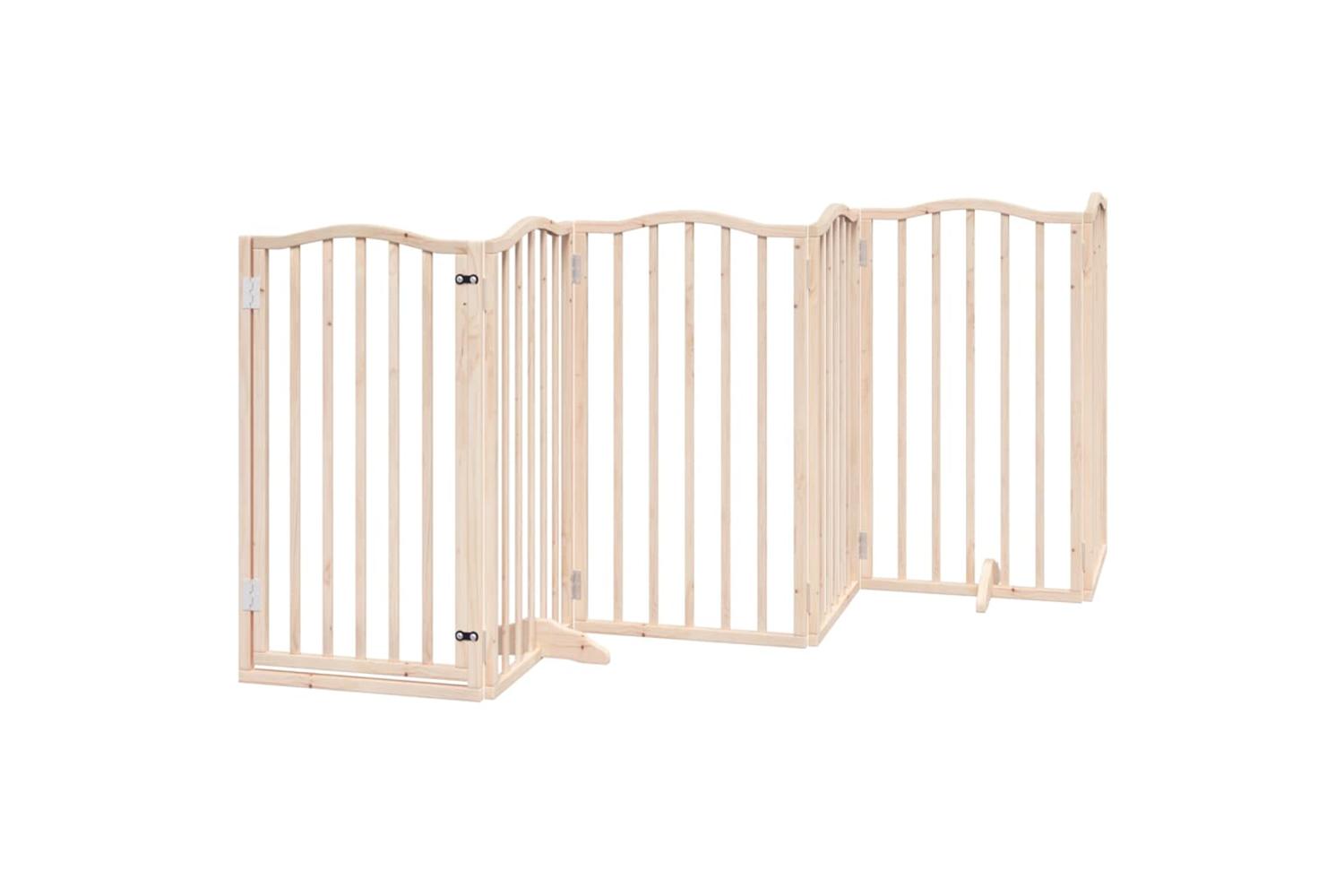 Vidaxl Dog Gate With Door Foldable 6 Panels 300 Cm Poplar Wood-2