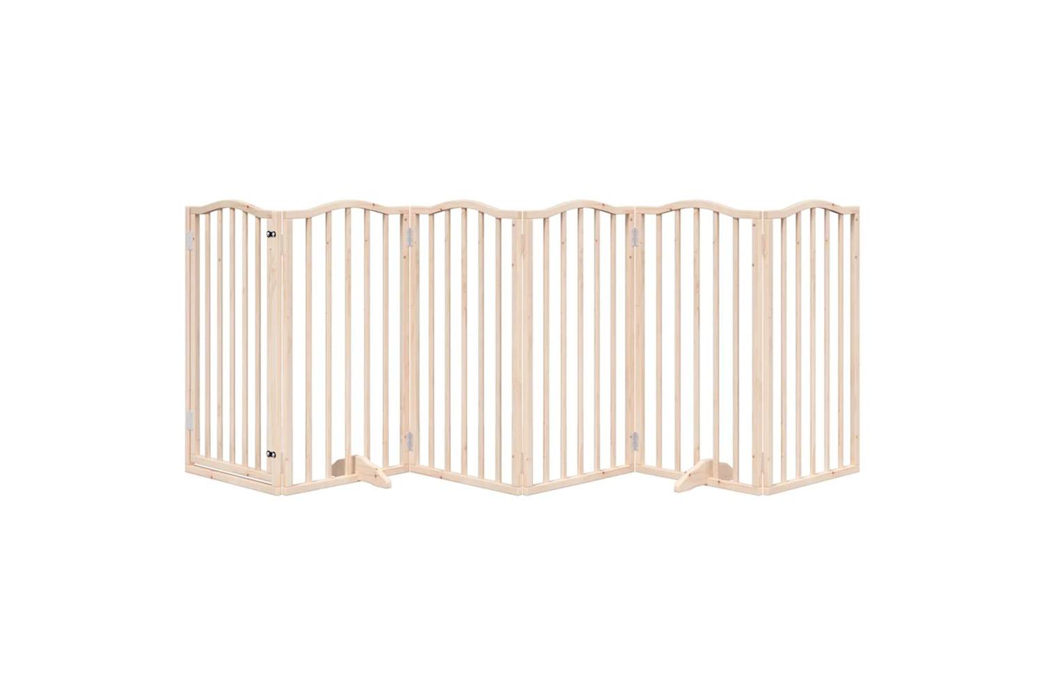 Vidaxl Dog Gate With Door Foldable 6 Panels 300 Cm Poplar Wood-3