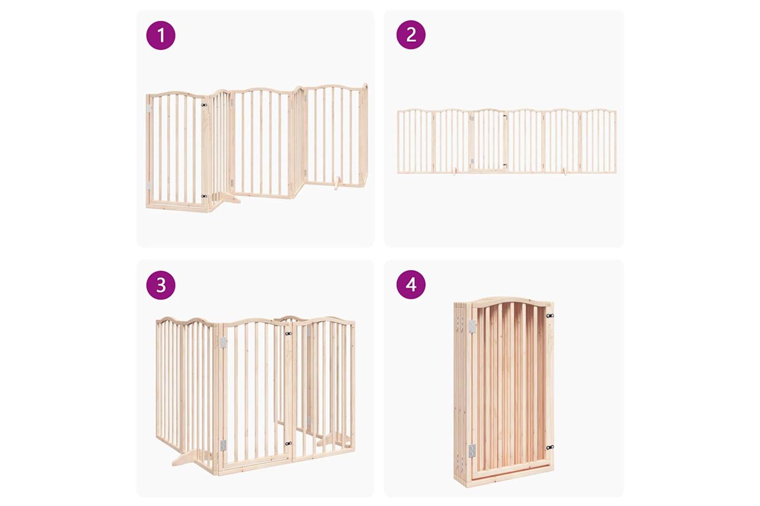 Vidaxl Dog Gate With Door Foldable 6 Panels 300 Cm Poplar Wood-7