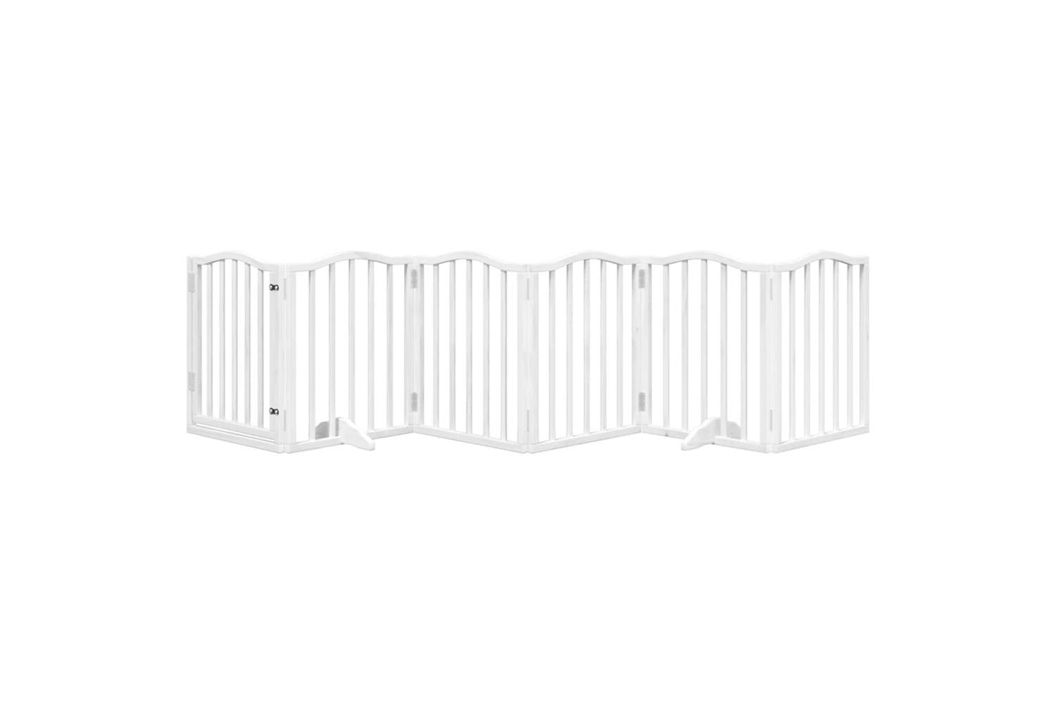 Vidaxl Dog Gate With Door Foldable 6 Panels White 300 Cmpoplar Wood-3