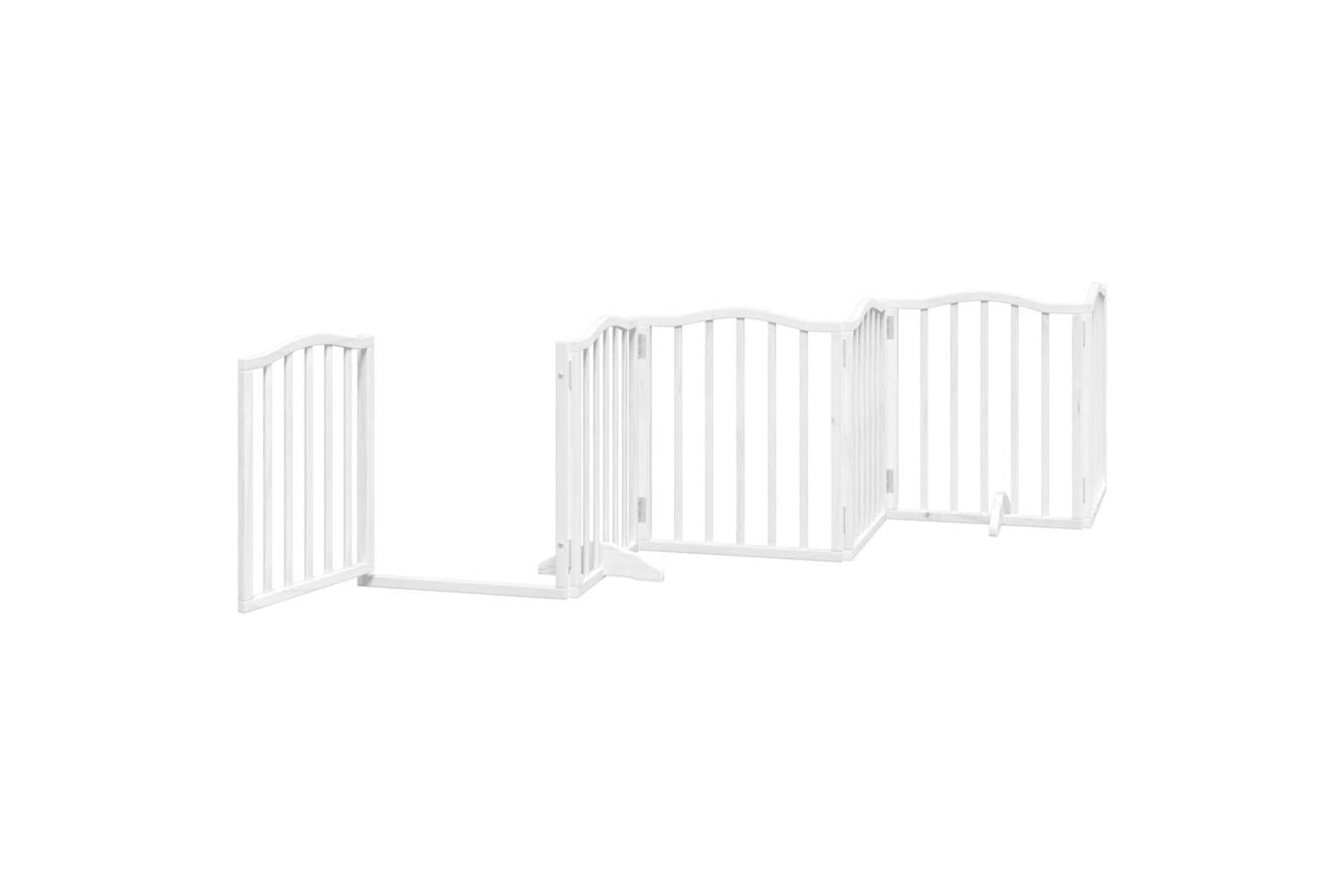 Vidaxl Dog Gate With Door Foldable 6 Panels White 300 Cmpoplar Wood-4