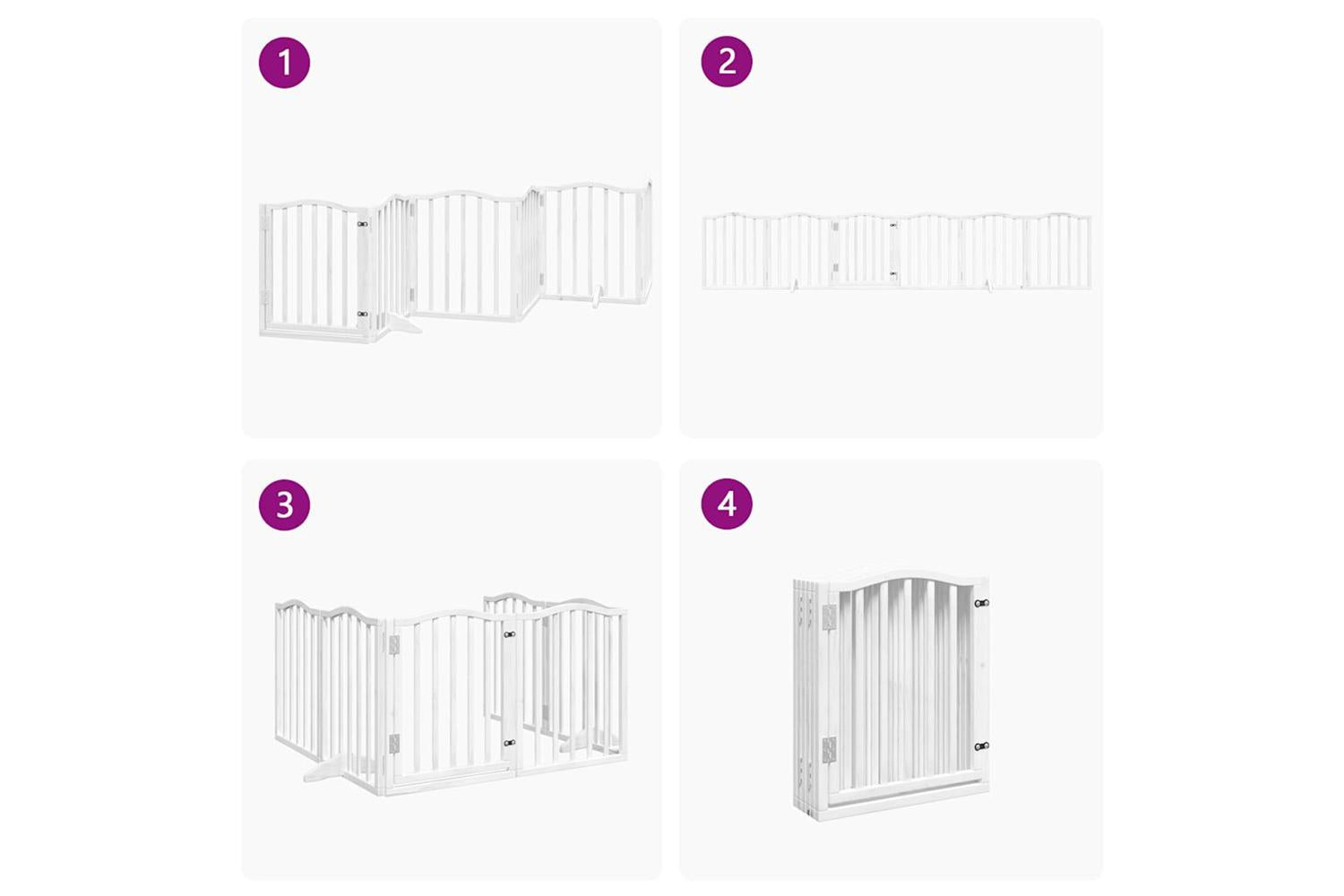 Vidaxl Dog Gate With Door Foldable 6 Panels White 300 Cmpoplar Wood-7