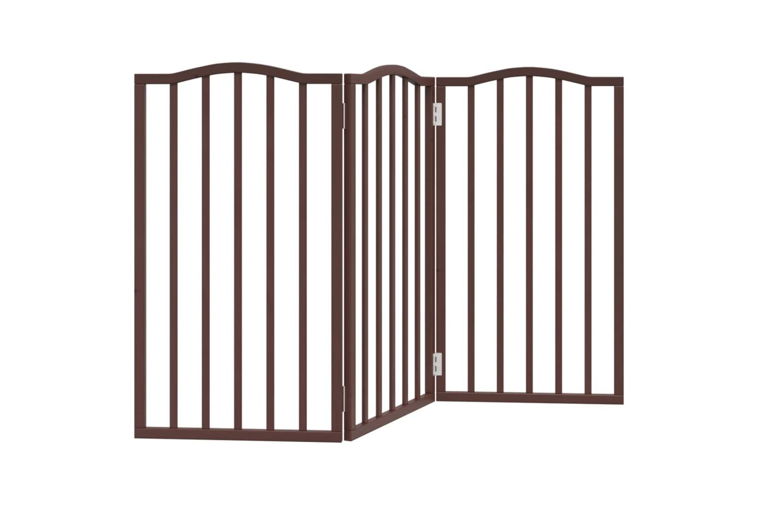 Vidaxl Dog Gate Foldable 3 Panels Brown Oak 150 Cmpoplar Wood-2