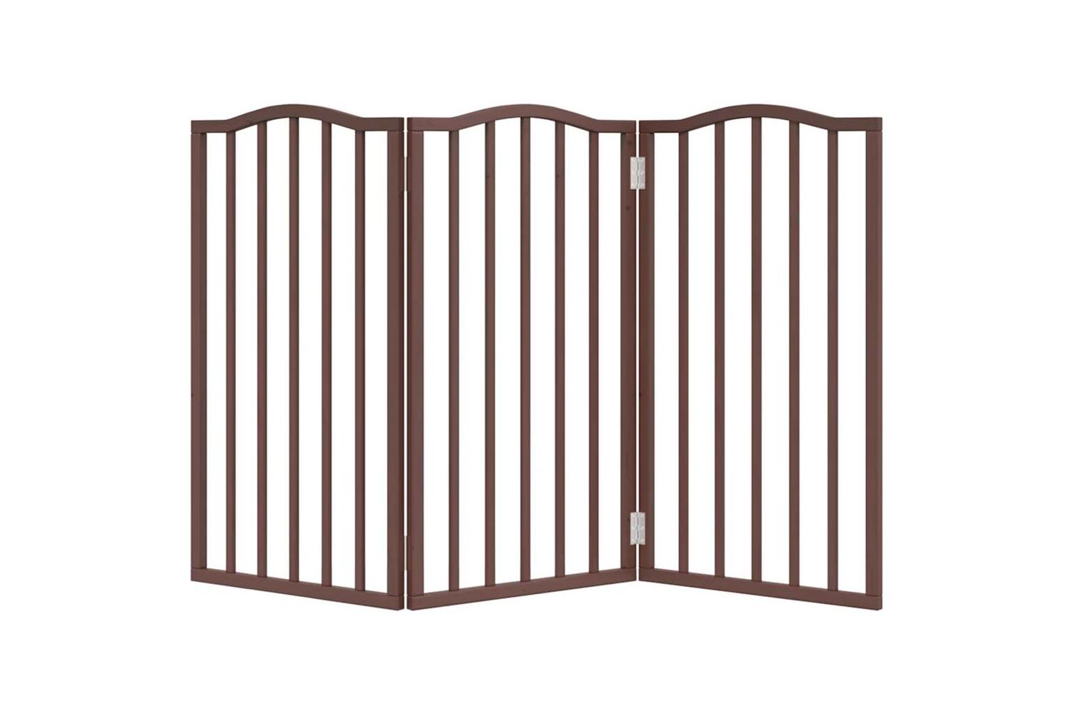 Vidaxl Dog Gate Foldable 3 Panels Brown Oak 150 Cmpoplar Wood-4