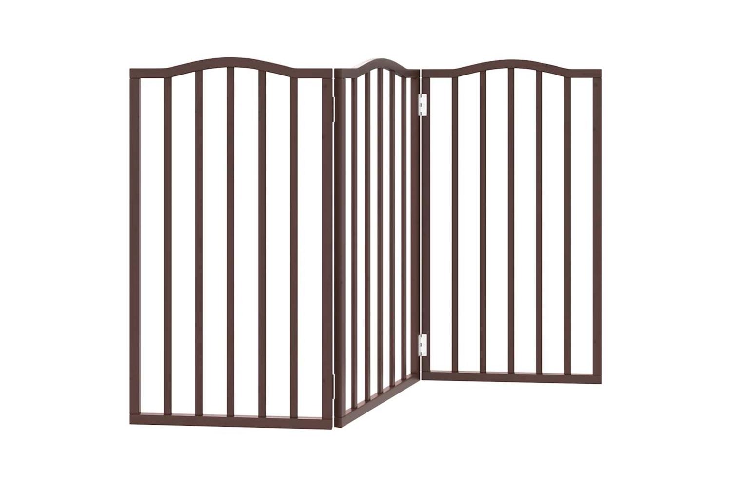Vidaxl Dog Gate Foldable 3 Panels Brown Oak 150 Cmpoplar Wood-6