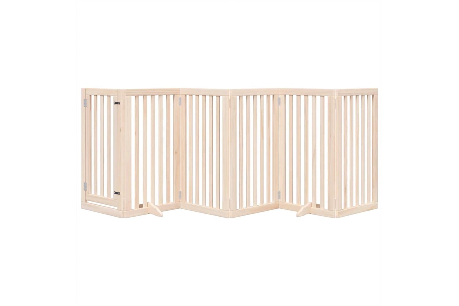 Vidaxl Dog Gate With Door Foldable 6 Panels 300 Cm Poplar Wood-3