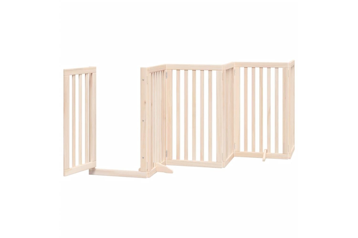 Vidaxl Dog Gate With Door Foldable 6 Panels 300 Cm Poplar Wood-4