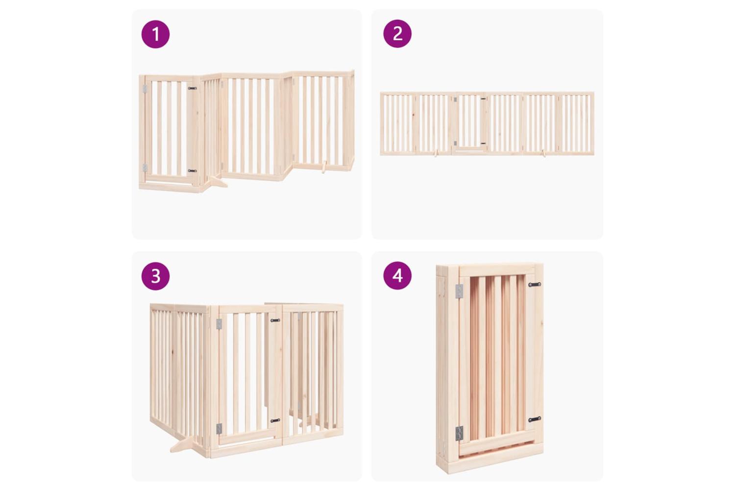 Vidaxl Dog Gate With Door Foldable 6 Panels 300 Cm Poplar Wood-7