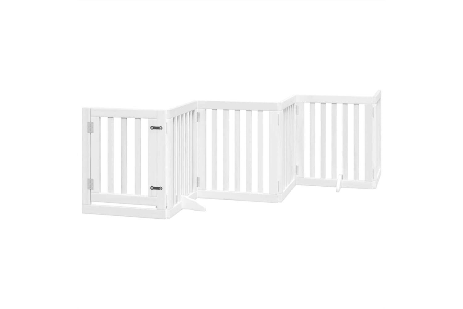 Vidaxl Dog Gate With Door Foldable 6 Panels White 300 Cm Poplar Wood-2