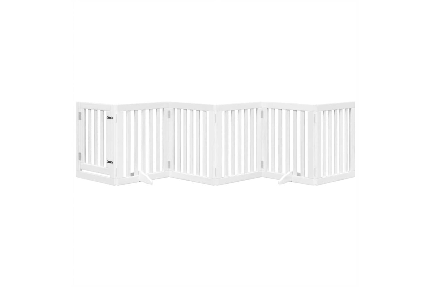 Vidaxl Dog Gate With Door Foldable 6 Panels White 300 Cm Poplar Wood-3