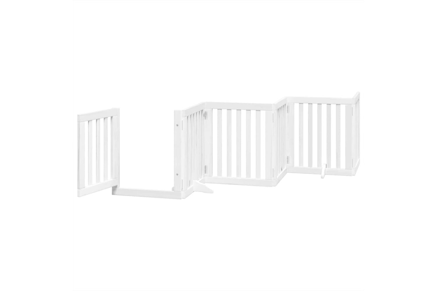 Vidaxl Dog Gate With Door Foldable 6 Panels White 300 Cm Poplar Wood-4
