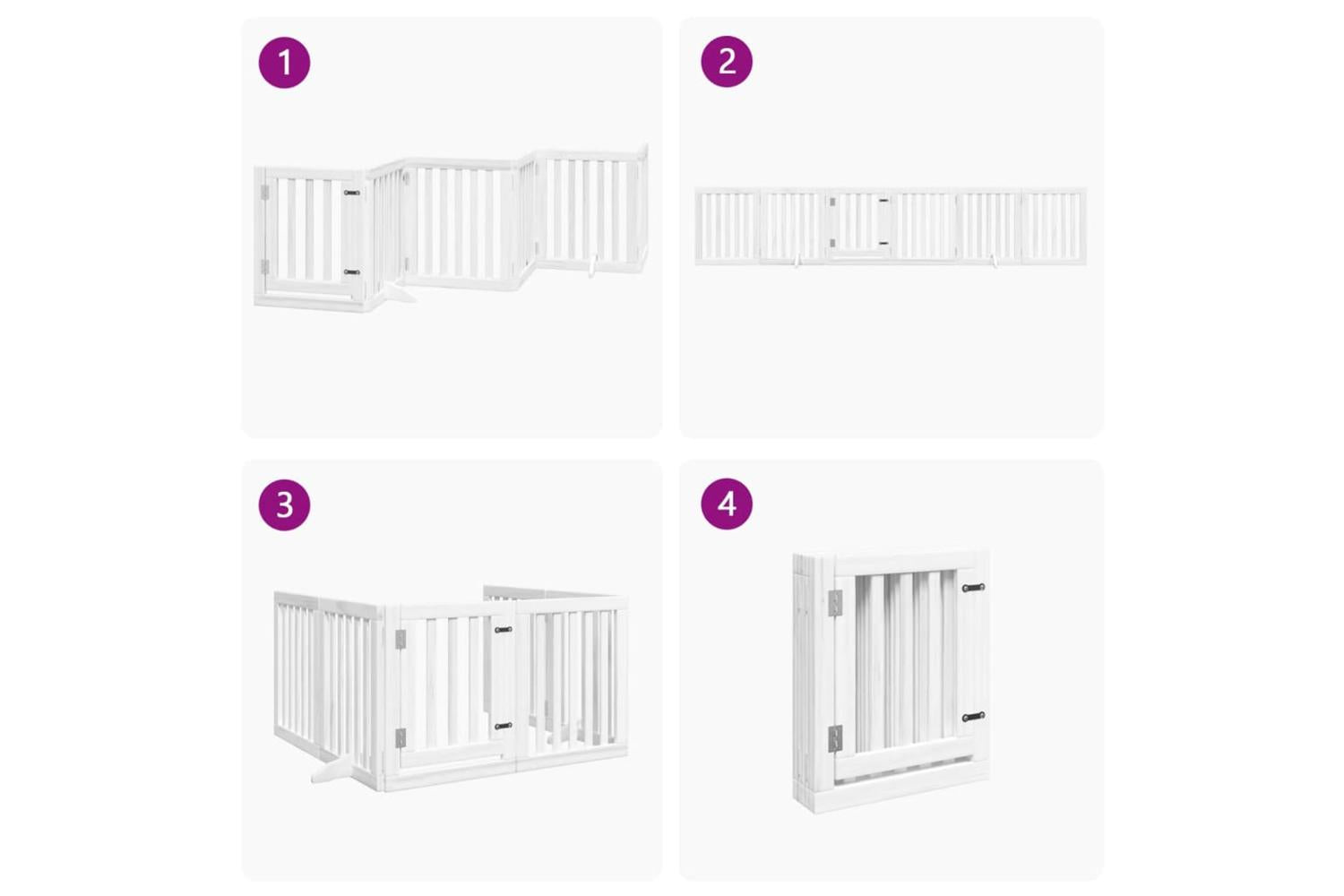 Vidaxl Dog Gate With Door Foldable 6 Panels White 300 Cm Poplar Wood-7