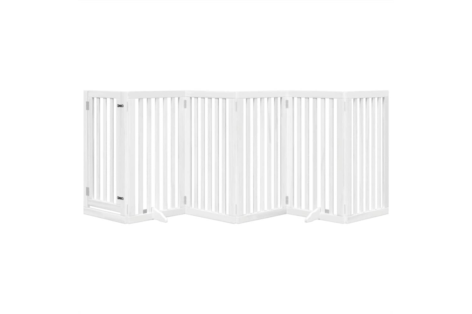 Vidaxl Dog Gate With Door Foldable 6 Panels White 300 Cm Poplar Wood-3