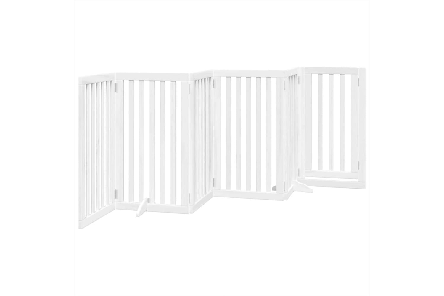 Vidaxl Dog Gate With Door Foldable 6 Panels White 300 Cm Poplar Wood-6
