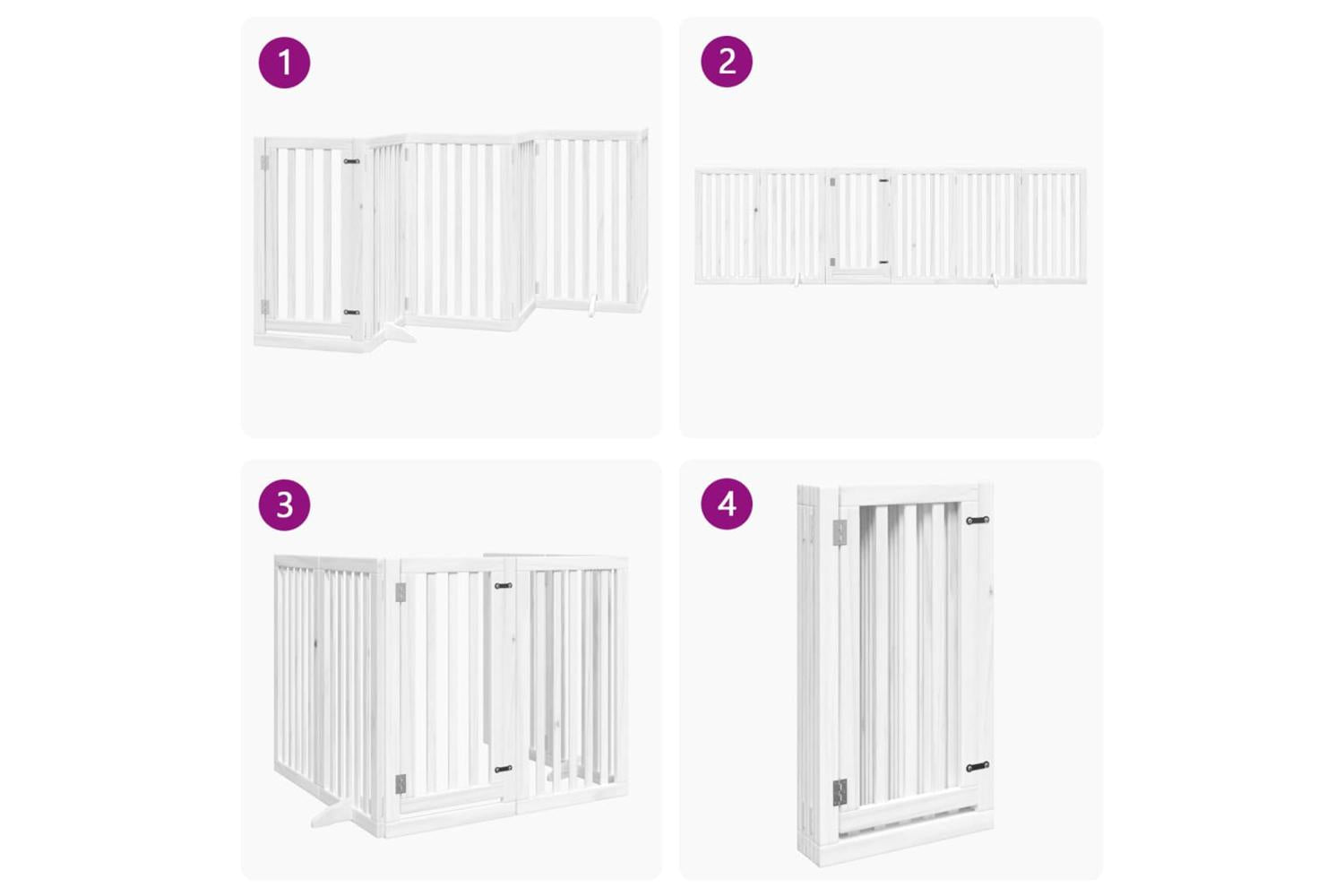 Vidaxl Dog Gate With Door Foldable 6 Panels White 300 Cm Poplar Wood-7