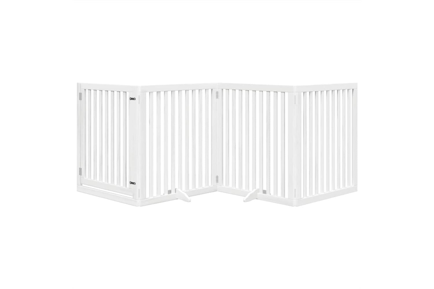 Vidaxl Dog Gate With Door Foldable 4 Panels White 320 Cm Poplar Wood-3