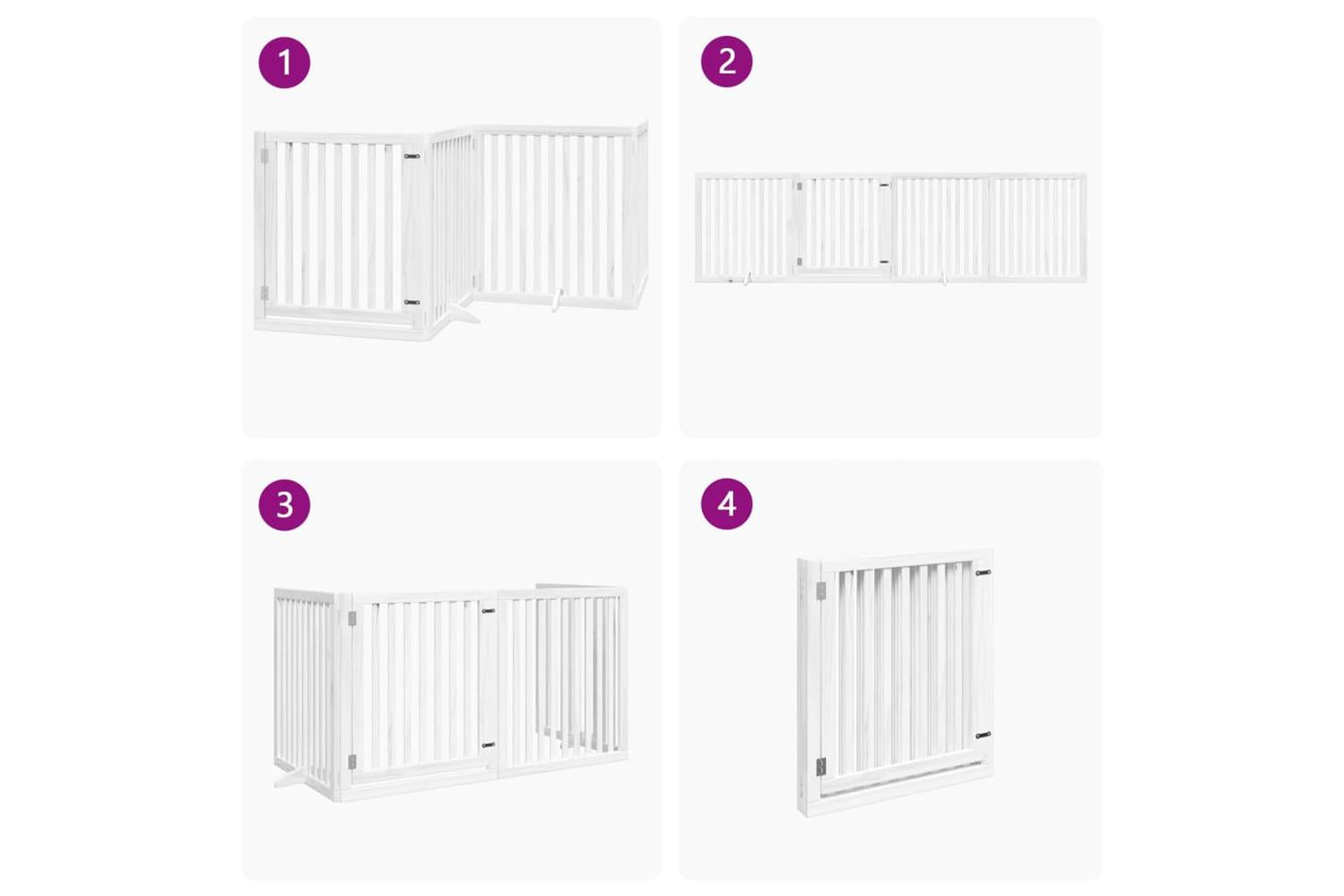 Vidaxl Dog Gate With Door Foldable 4 Panels White 320 Cm Poplar Wood-7