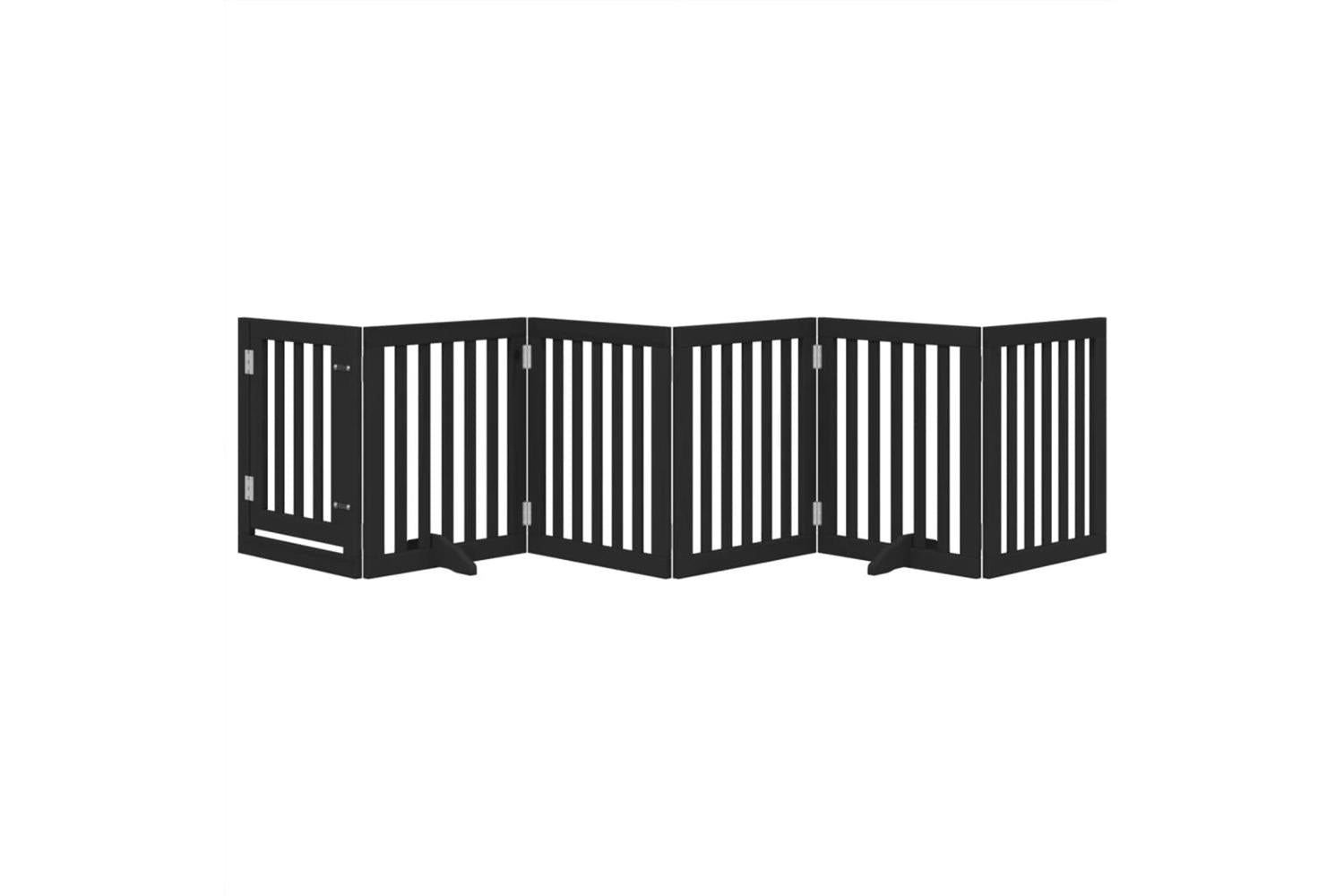 Vidaxl Dog Gate With Door Foldable 6 Panels Black 300 Cm Poplar Wood-3