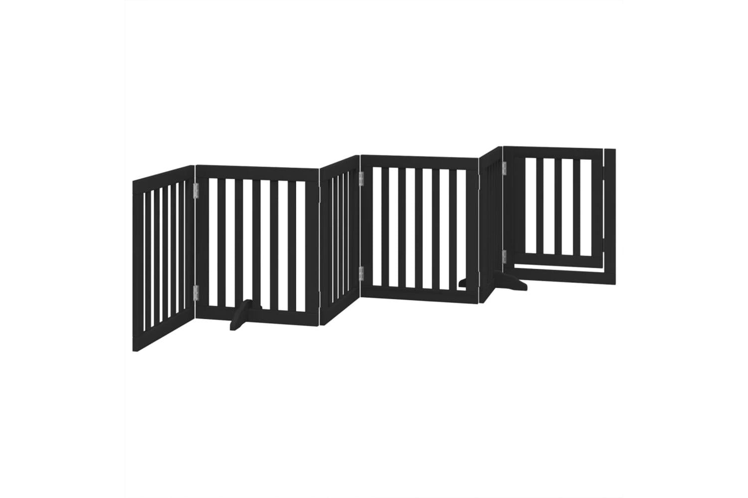 Vidaxl Dog Gate With Door Foldable 6 Panels Black 300 Cm Poplar Wood-6