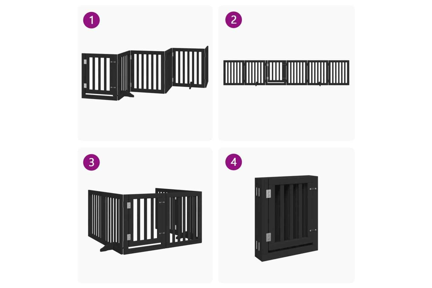 Vidaxl Dog Gate With Door Foldable 6 Panels Black 300 Cm Poplar Wood-7