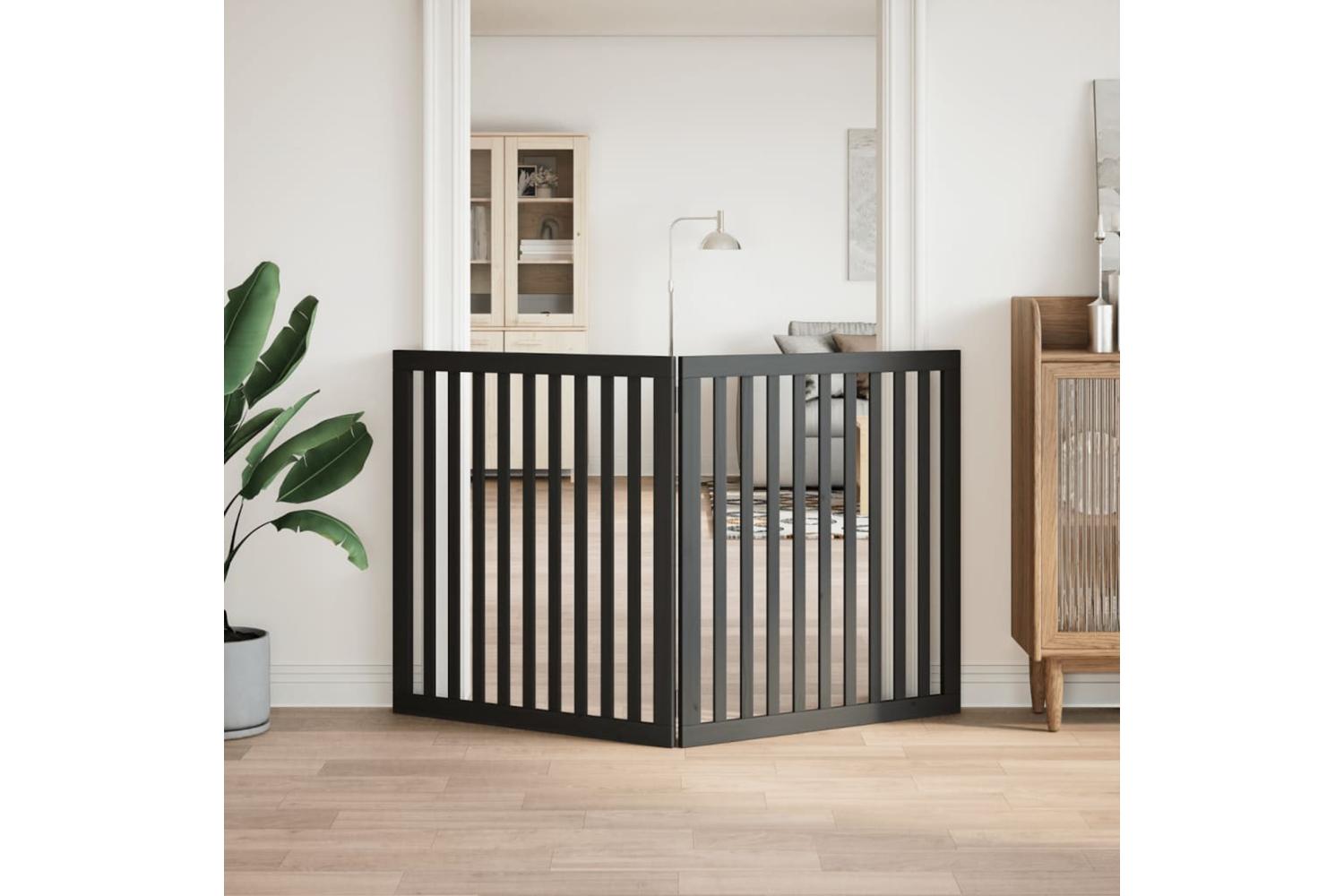 Vidaxl Dog Gate Foldable 2 Panels Black 160 Cm Poplar Wood-3