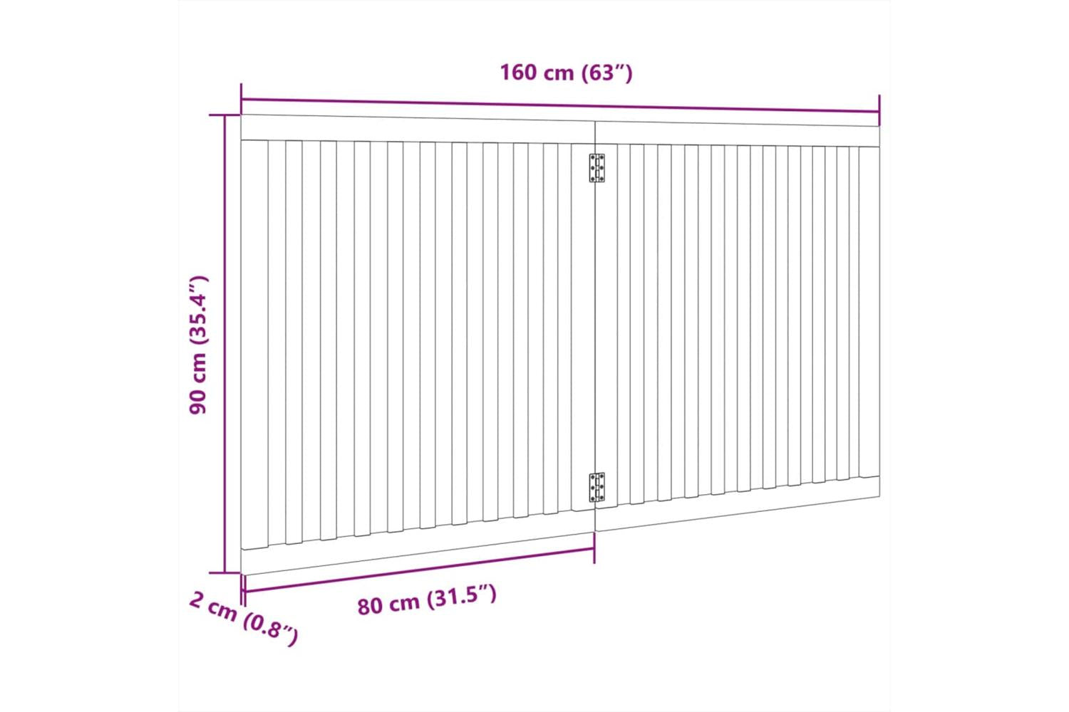 Vidaxl Dog Gate Foldable 2 Panels Black 160 Cm Poplar Wood-9