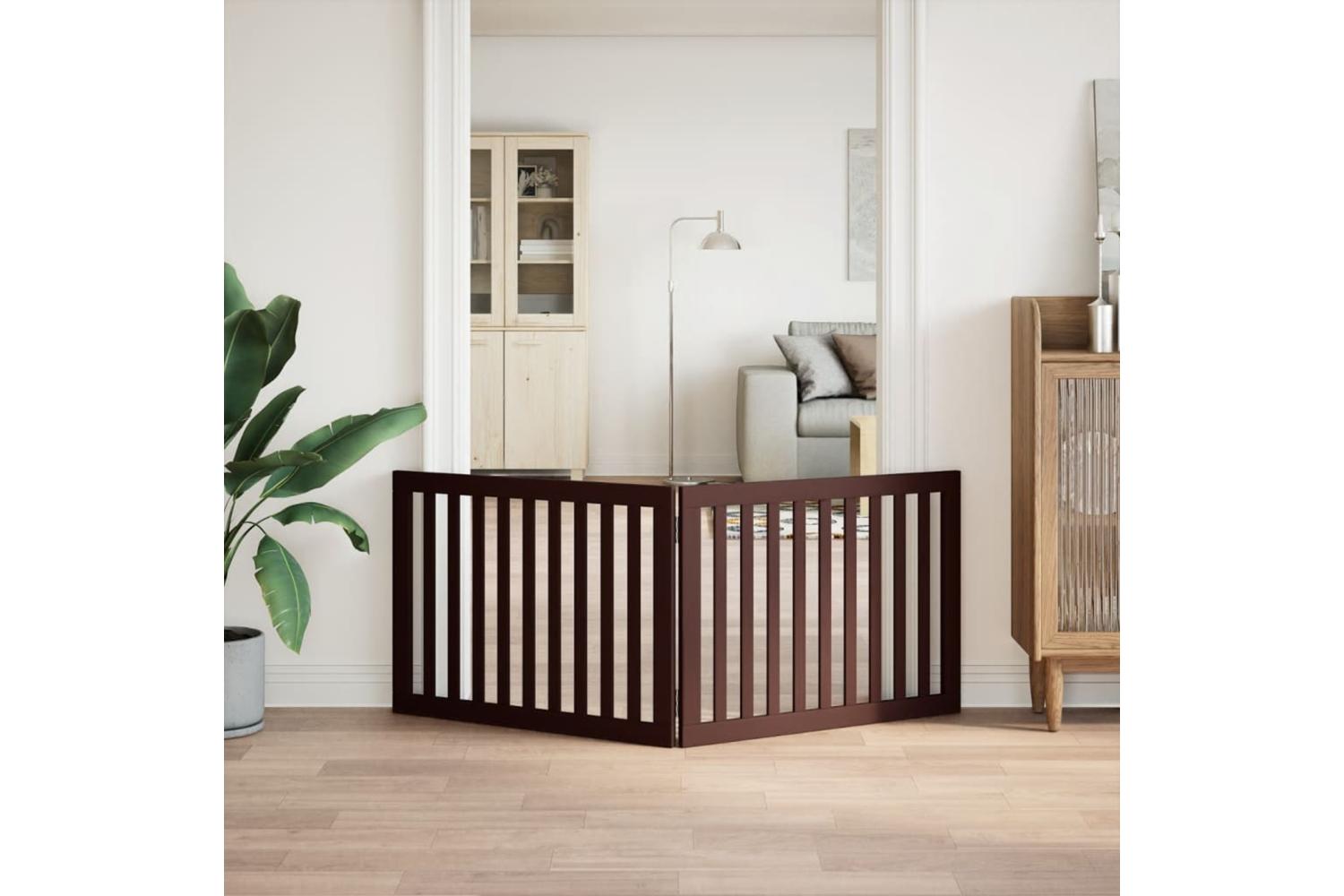 Vidaxl Dog Gate Foldable 2 Panels Brown 160 Cm Poplar Wood-3