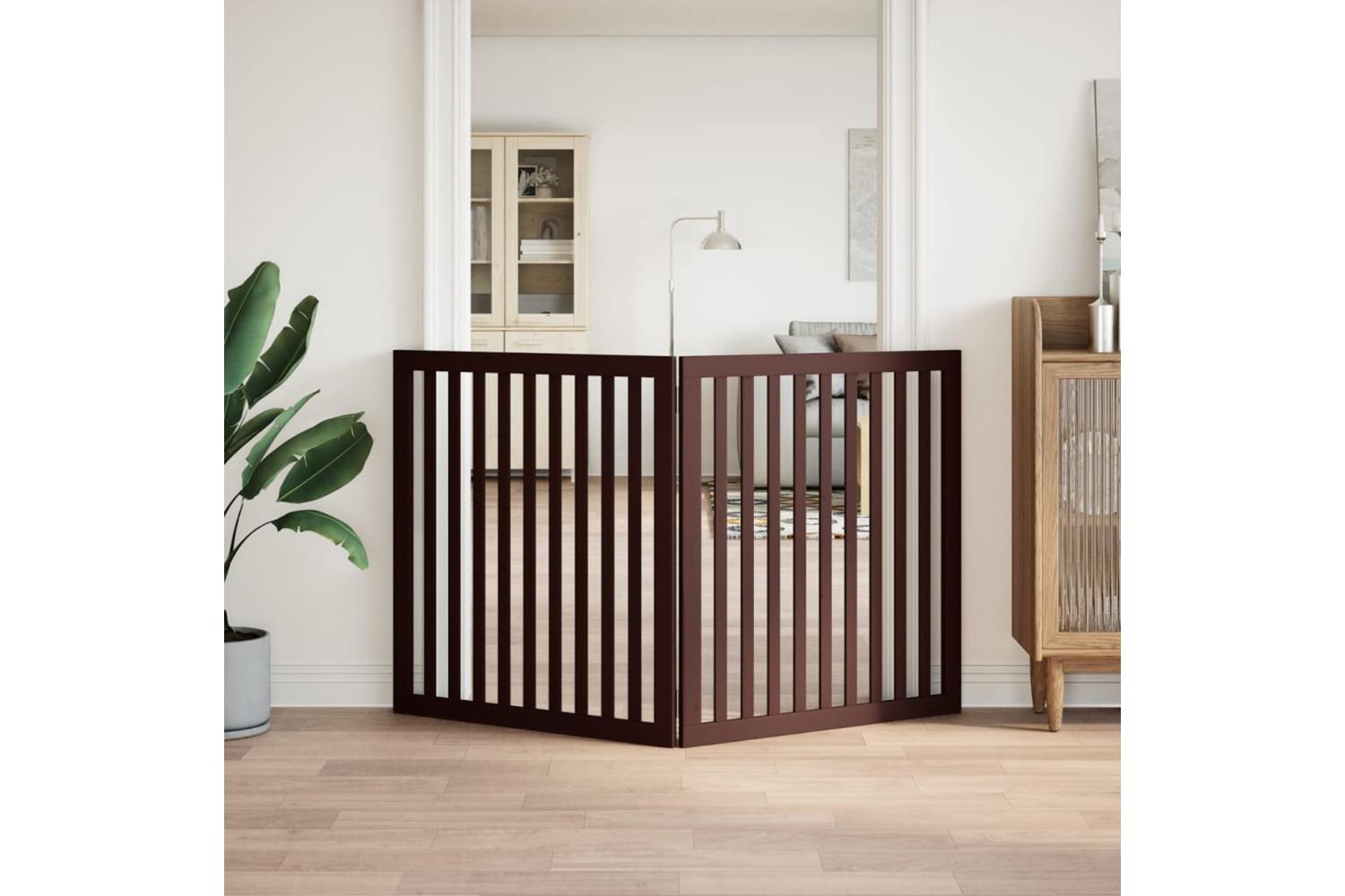 Vidaxl Dog Gate Foldable 2 Panels Brown 160 Cm Poplar Wood-3