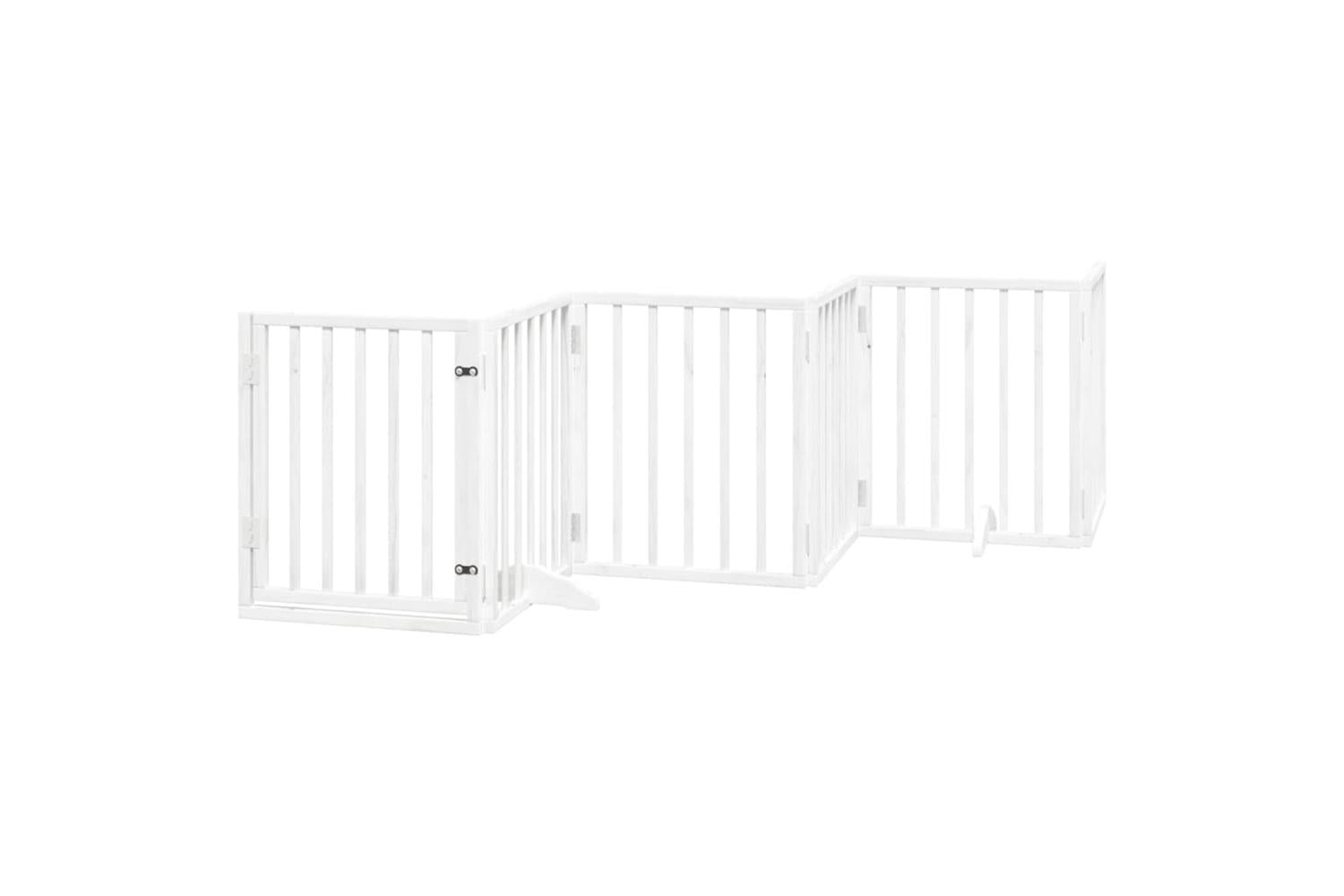 Vidaxl Dog Gate With Door Foldable 6 Panels White 300 Cm Poplar Wood