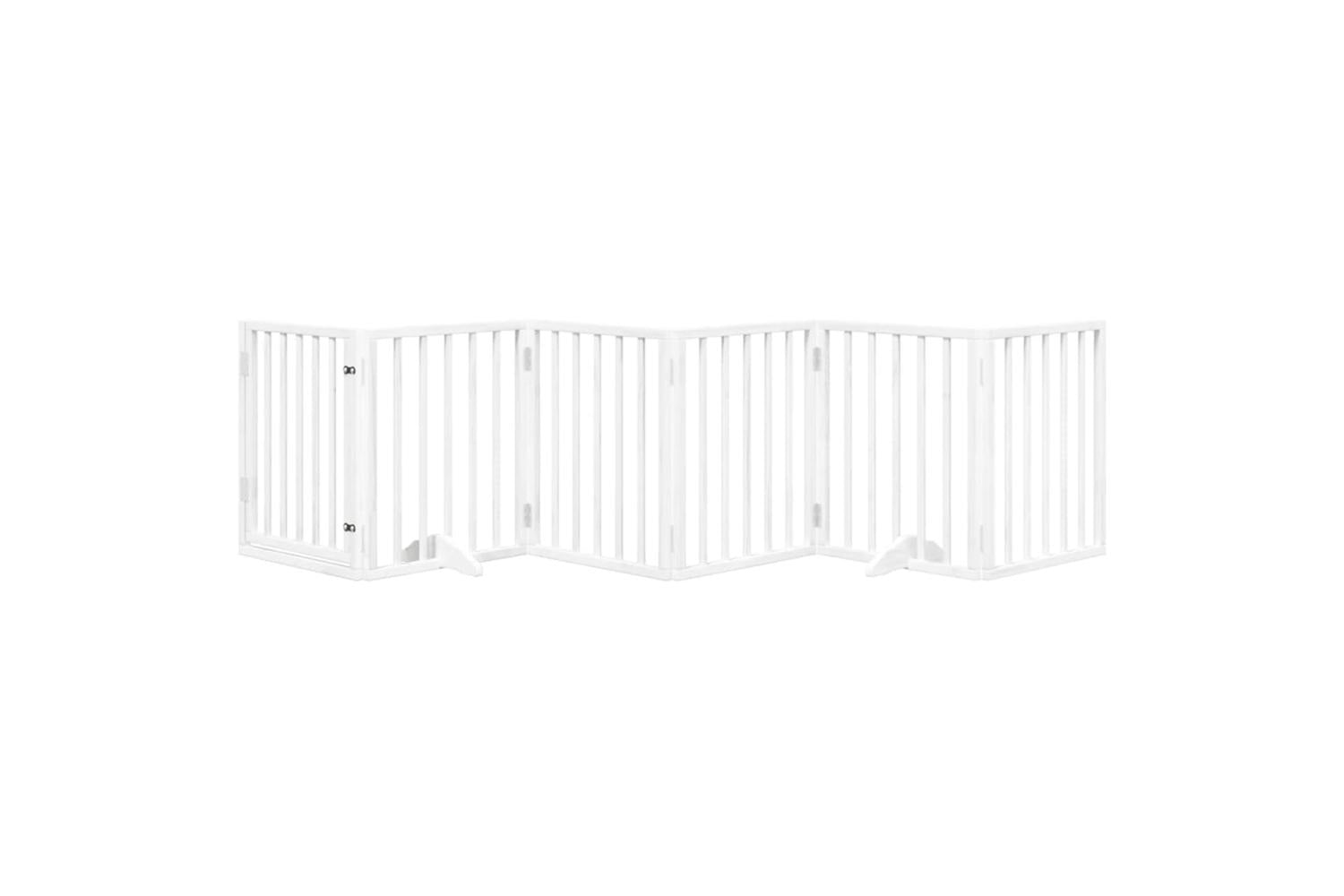 Vidaxl Dog Gate With Door Foldable 6 Panels White 300 Cm Poplar Wood-3