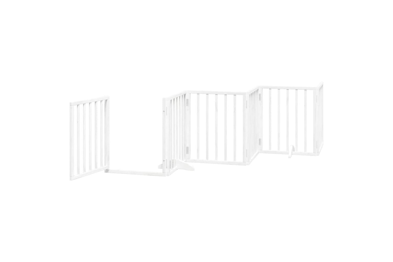Vidaxl Dog Gate With Door Foldable 6 Panels White 300 Cm Poplar Wood-4