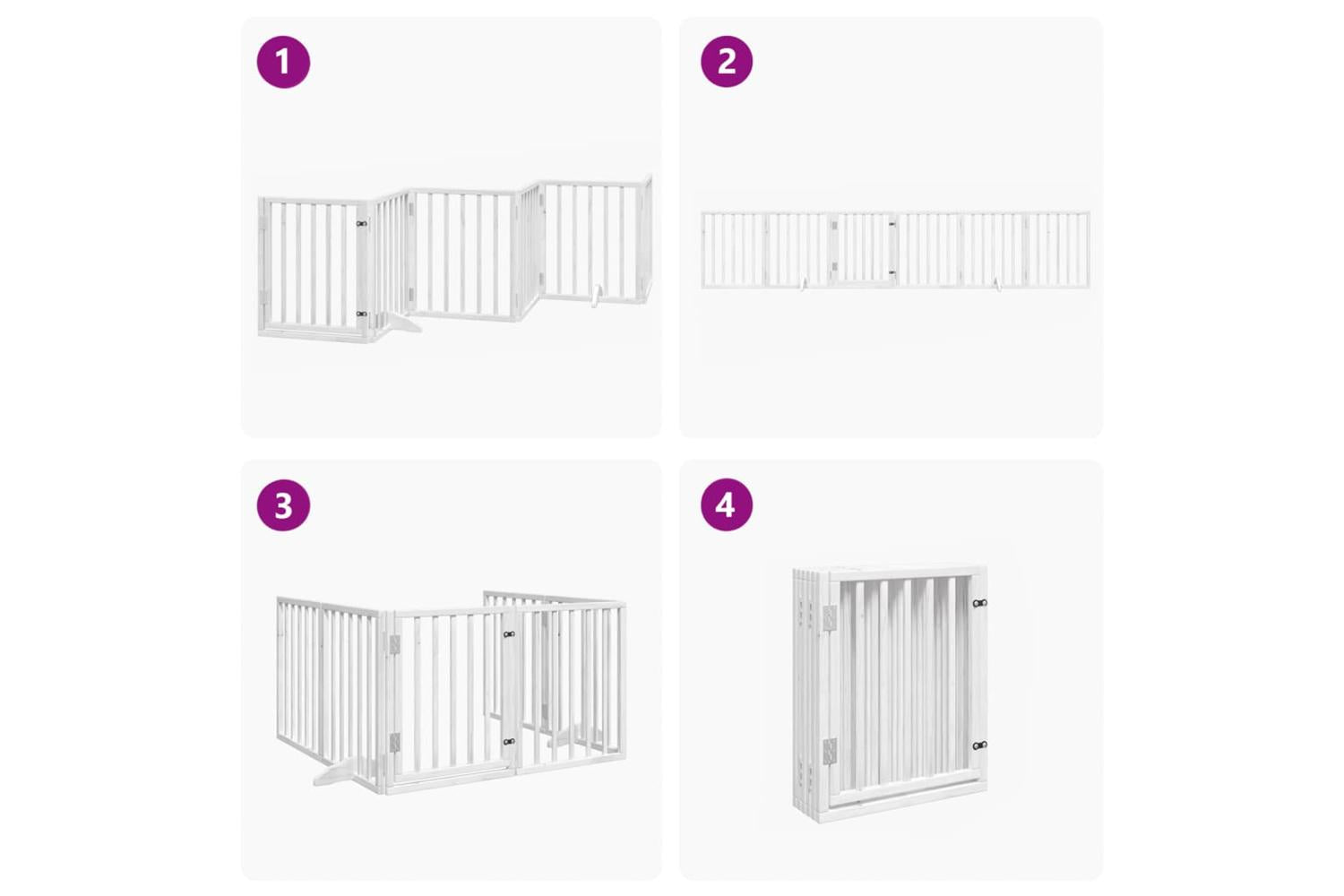 Vidaxl Dog Gate With Door Foldable 6 Panels White 300 Cm Poplar Wood-7
