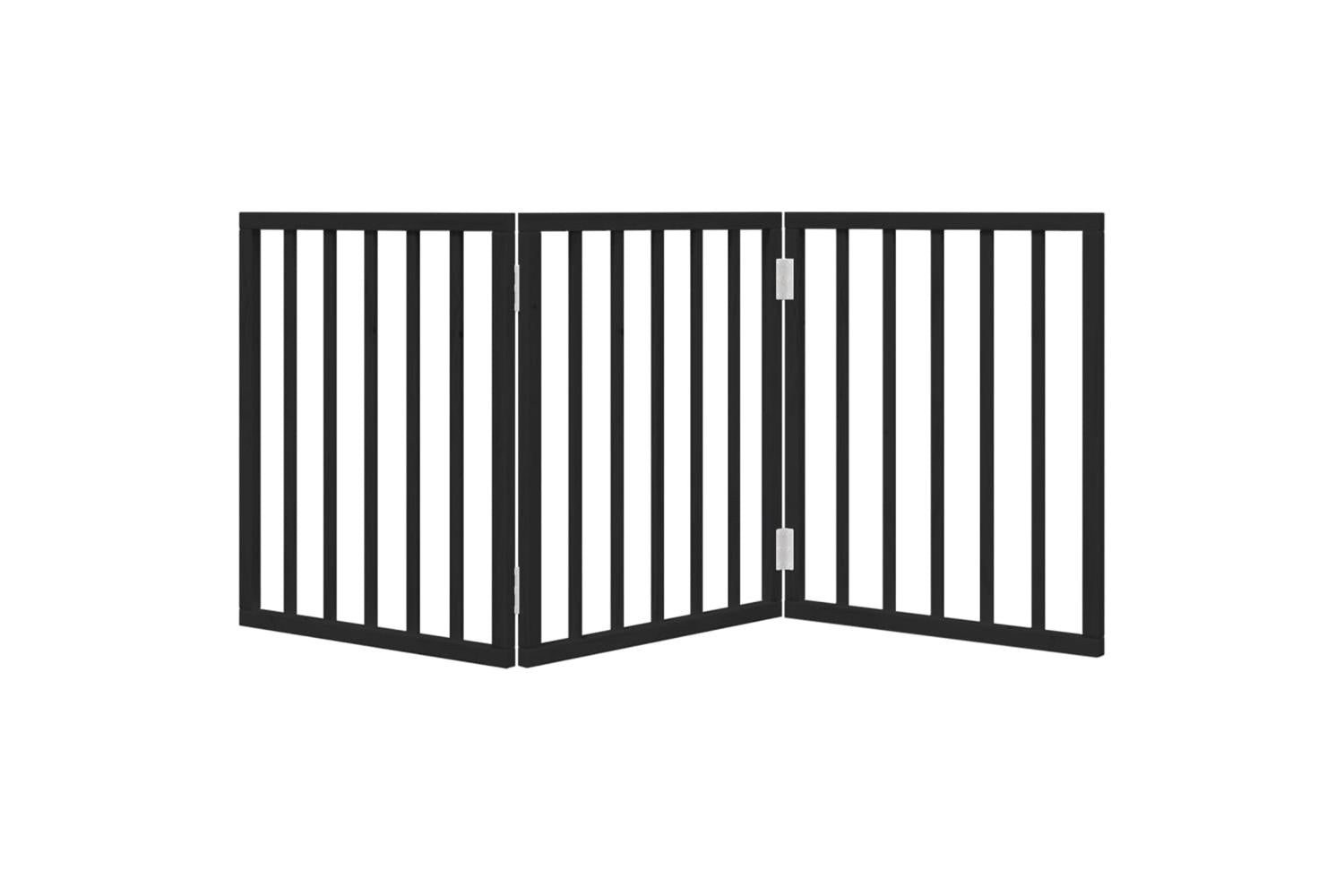 Vidaxl Dog Gate Foldable 3 Panels Black 150 Cm Poplar Wood-4
