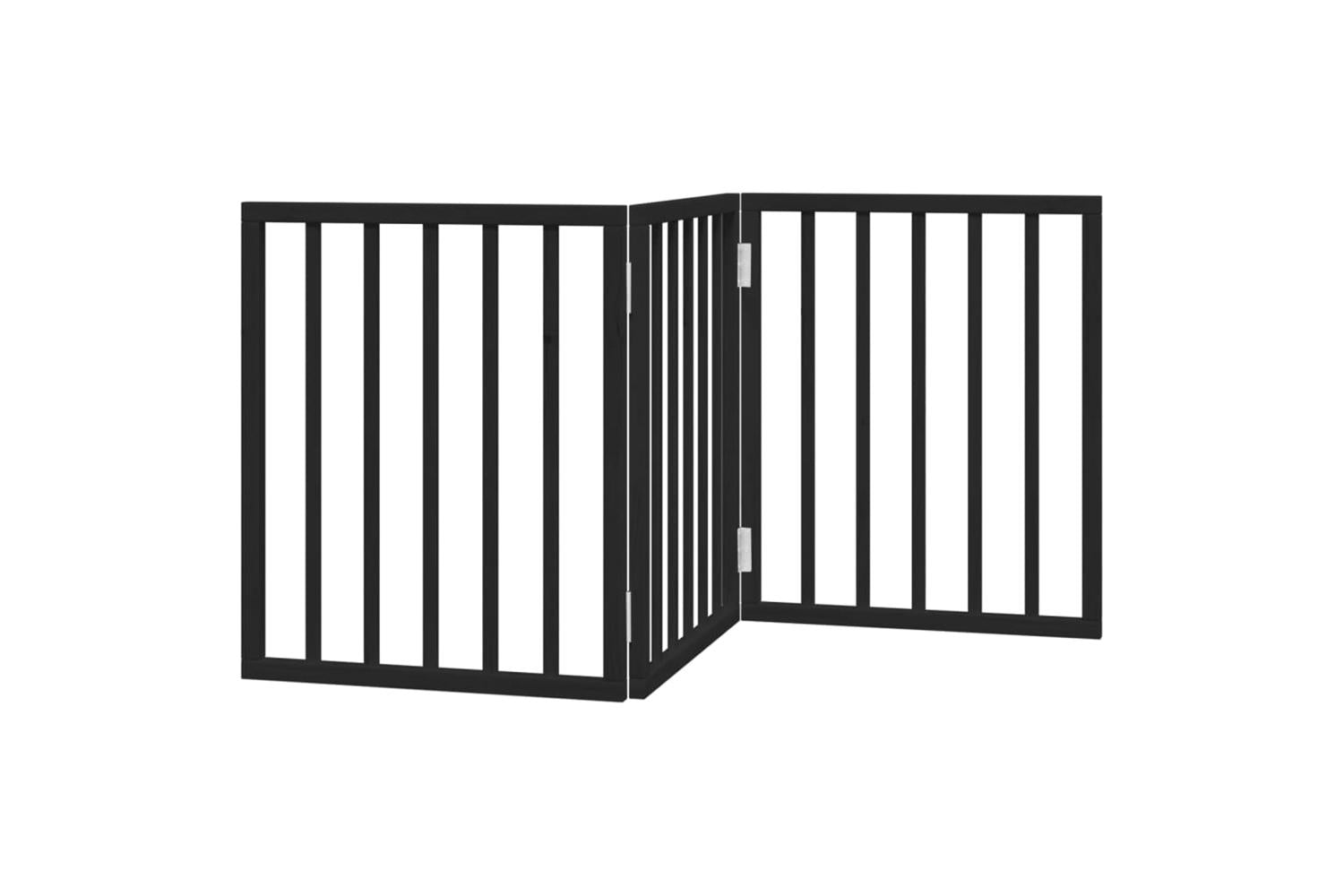 Vidaxl Dog Gate Foldable 3 Panels Black 150 Cm Poplar Wood-6