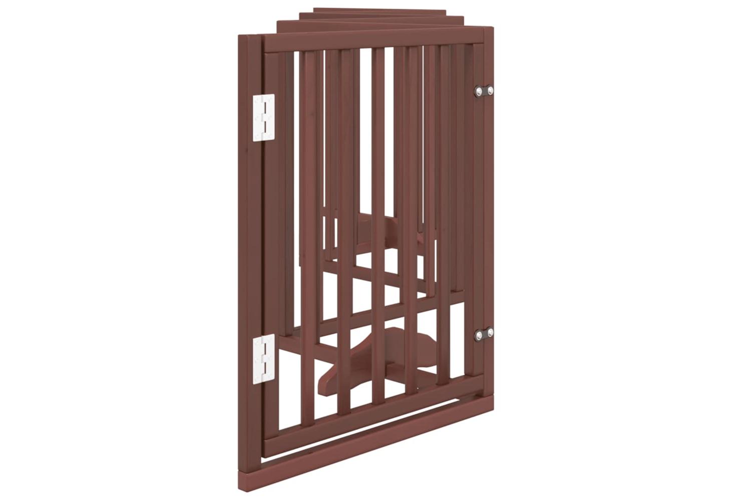 Vidaxl Dog Gate With Door Foldable 6 Panels Brown 300 Cm Poplar Wood-5