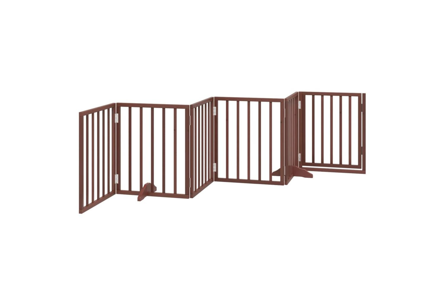 Vidaxl Dog Gate With Door Foldable 6 Panels Brown 300 Cm Poplar Wood-6
