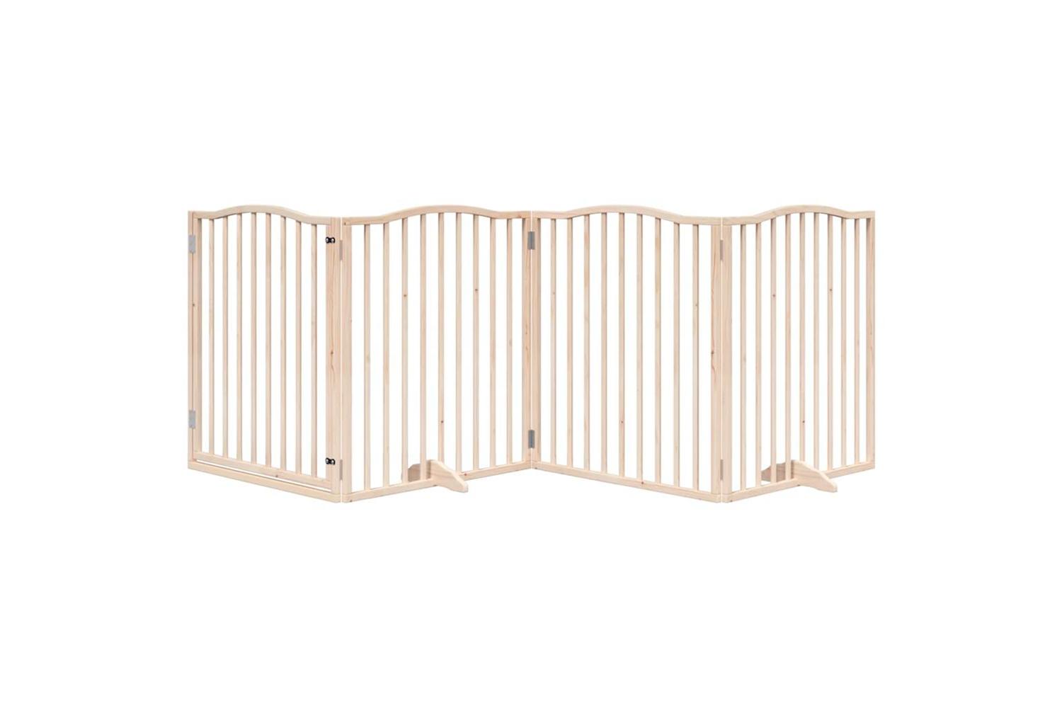 Vidaxl Dog Gate With Door Foldable 4 Panels 320 Cm Poplar Wood-3