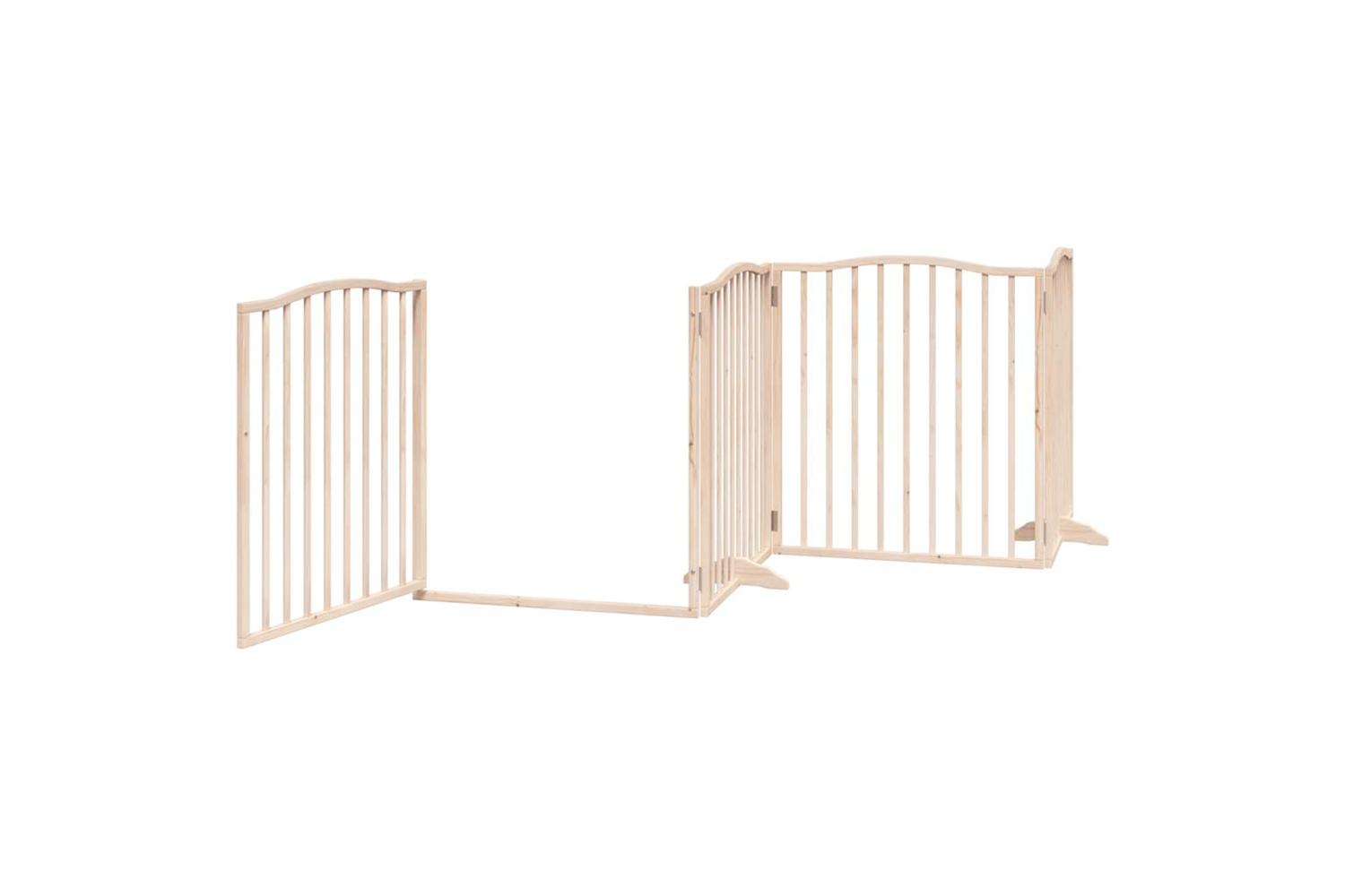 Vidaxl Dog Gate With Door Foldable 4 Panels 320 Cm Poplar Wood-4