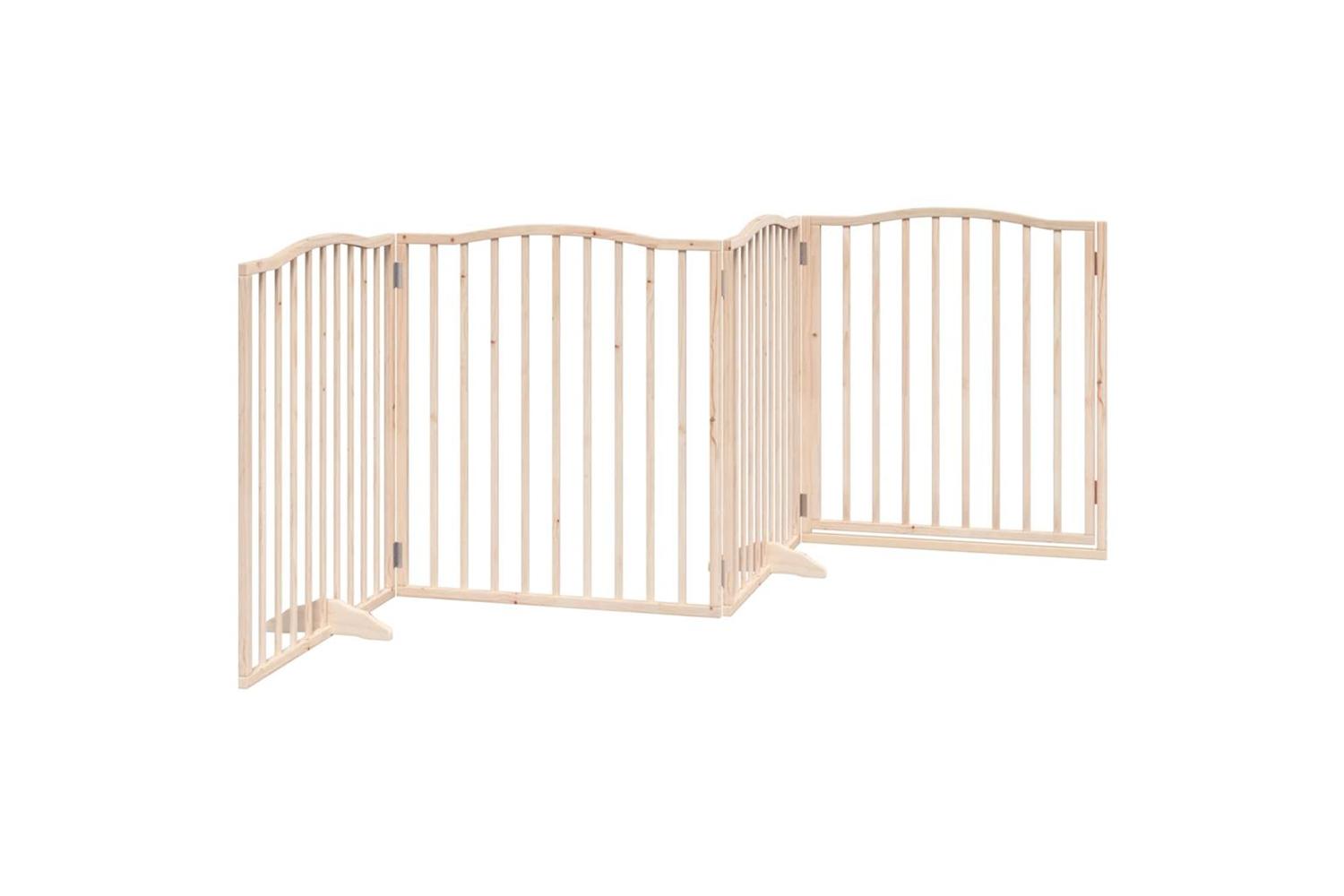 Vidaxl Dog Gate With Door Foldable 4 Panels 320 Cm Poplar Wood-6