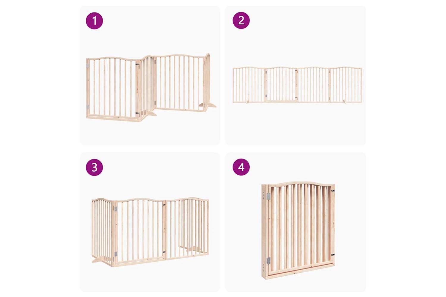 Vidaxl Dog Gate With Door Foldable 4 Panels 320 Cm Poplar Wood-7