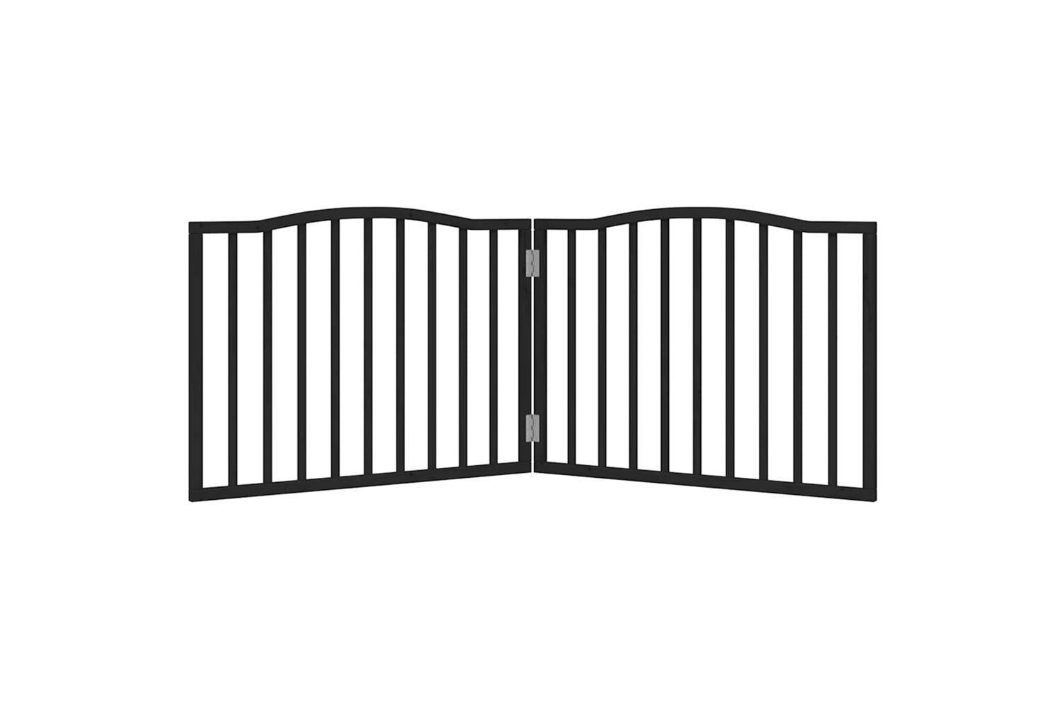 Vidaxl Dog Gate Foldable 2 Panels Black 160 Cm Poplar Wood-3