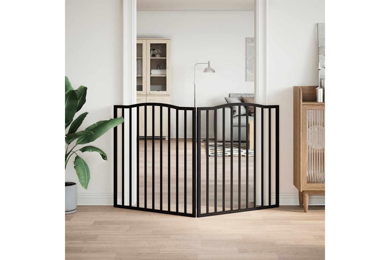 Vidaxl Dog Gate Foldable 2 Panels Black 160 Cm Poplar Wood-3