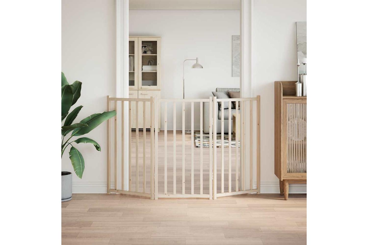 Vidaxl Dog Gate Foldable 3 Panels 150 Cm Solid Wood Fir-3
