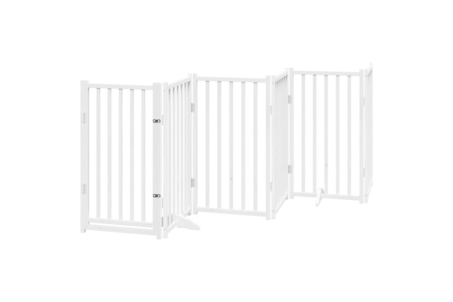 Vidaxl Dog Gate With Door Foldable 6 Panels White 300 Cm Solid Wood Fir-2
